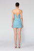 Belt Detailed Strapless Light Blue Mini Dress